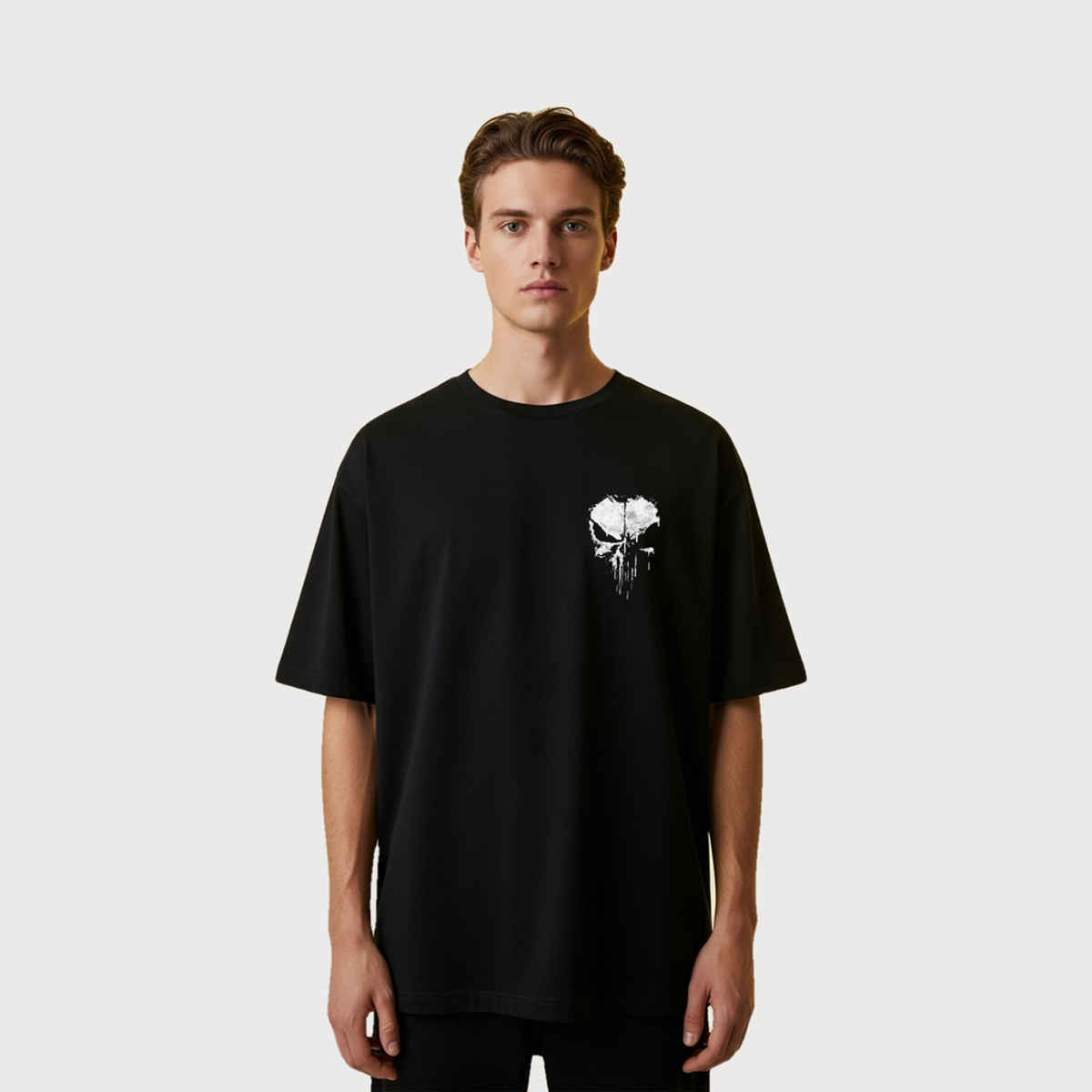 BENNY BROOKS Men's Round Neck half sleeve Oversized T-shirt |AA(ARN)BLACK120 | Black - XL