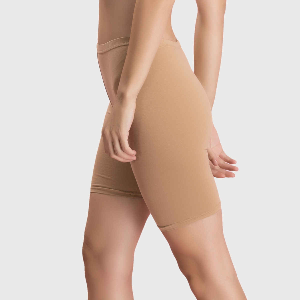 Clovia Cotton Mid Waist Cycling Shorts With Inner Elastic(Nude - Xl)