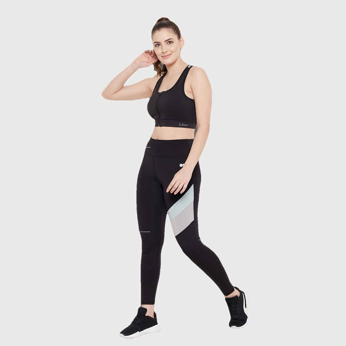 Clovia Snug Fit High-Rise Active Tights (Black - M)