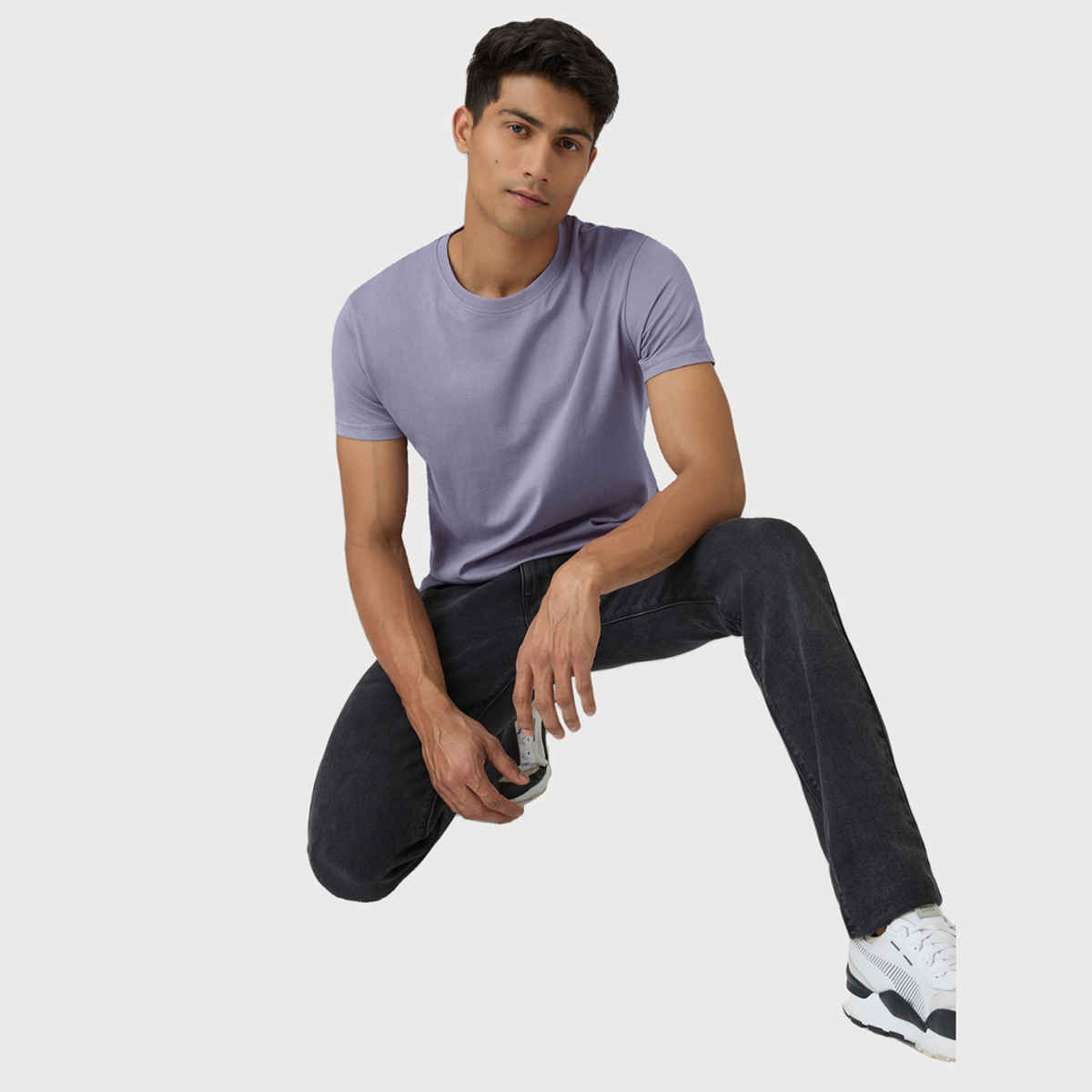 XYXX Pace Round Neck T-shirt - Misty Lilac | Super Combed Cotton | S