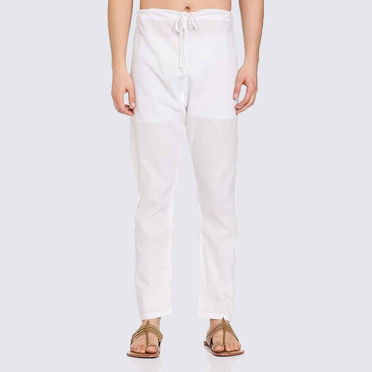 Luxrio Men's Cotton Blend Straight Fit Pyjama | White - One Size