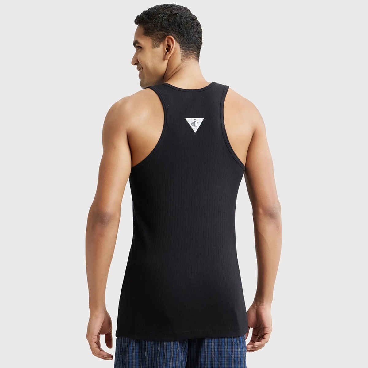Jockey 9922 Men's Super Combed Cotton Rib Round Neck Gym Vest|Racerback | Black-XL