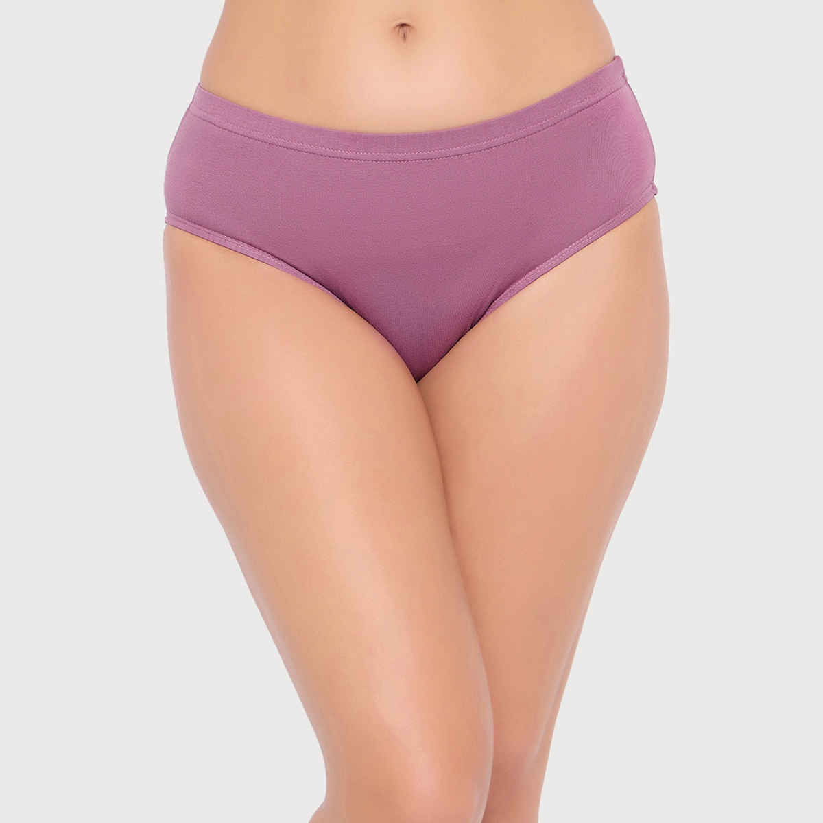 Clovia Cotton Spandex Pack Of 3 Medium Waist Inner Elastic Hipster Panty (Pink , Purple , Black - L) - Multicolor