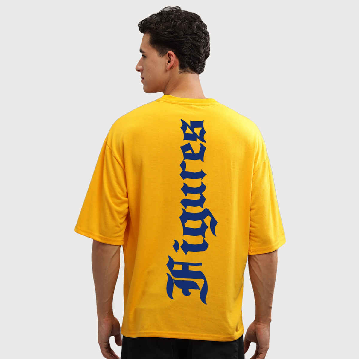 De Tees Men's Oversize T-shirt | M-OST-YELLOW-FIGURES | Yellow - XXL