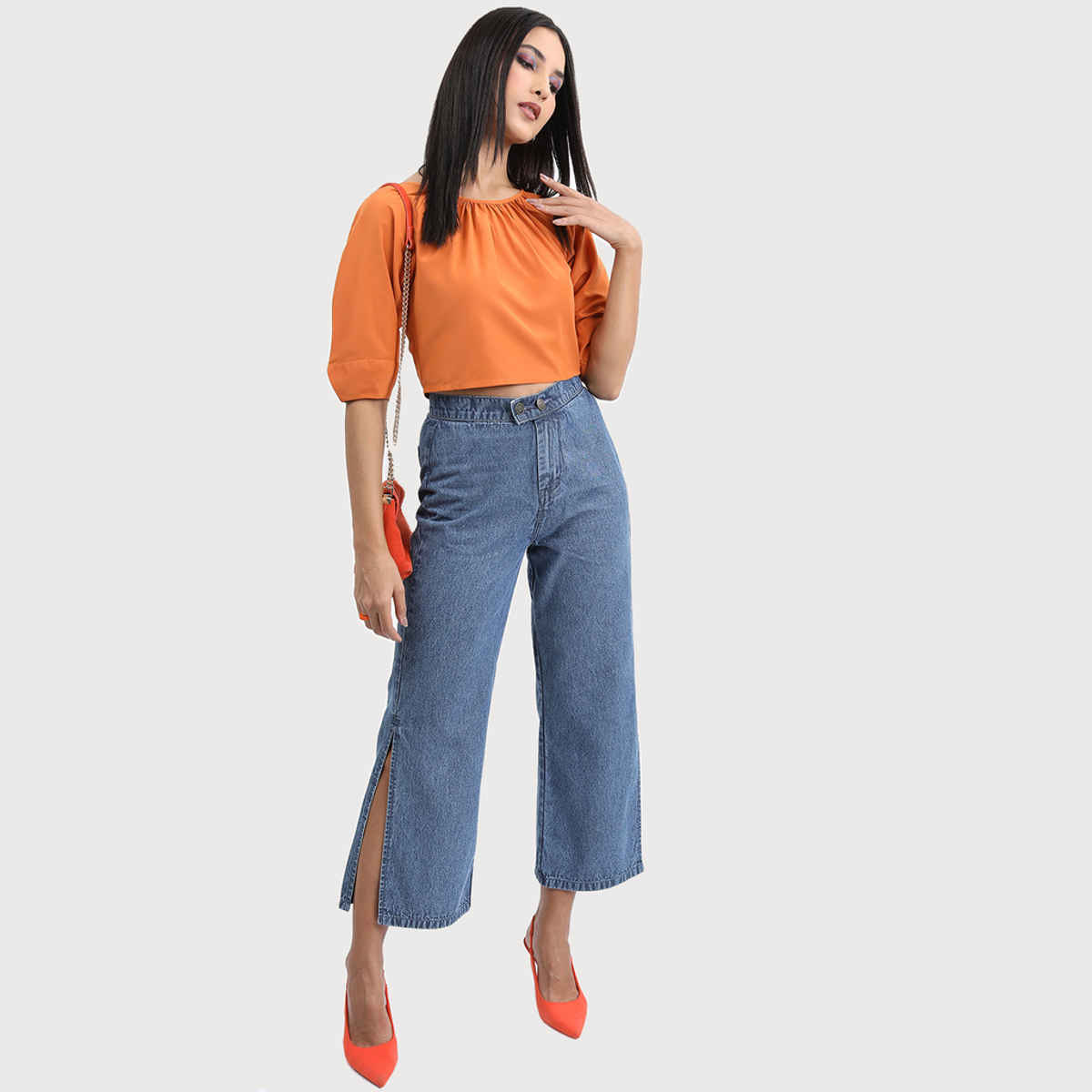 Tokyo Talkies Women's Solid Casual Top | Brown - M