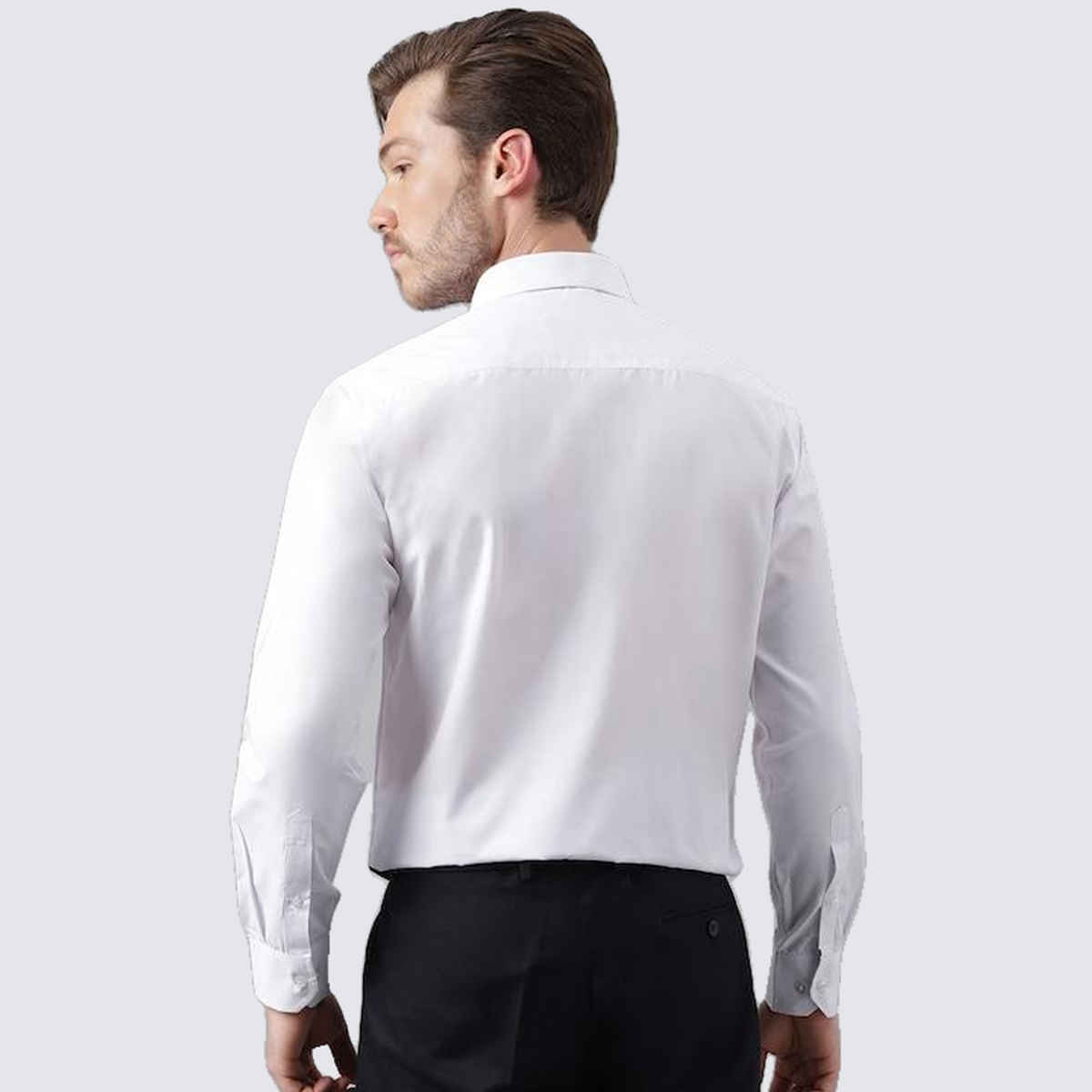 English Navy Men's Polycotton Solid Slim Fit Spread Collar Formal Shirt | White - L