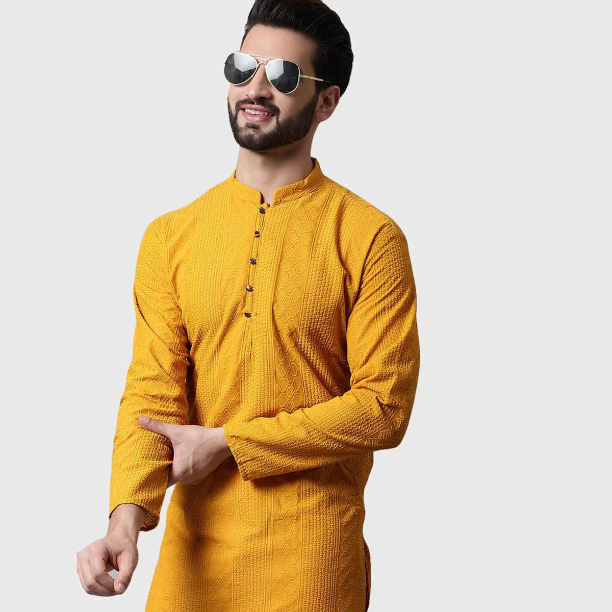 Jompers Men's Kurta | Ko 640 | Mustard - XXL
