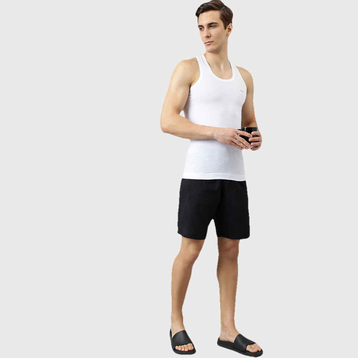 Dollar Bigboss Men's White Solid Combed Cotton Shrinkless Vest | Pack Of 2 White - XL