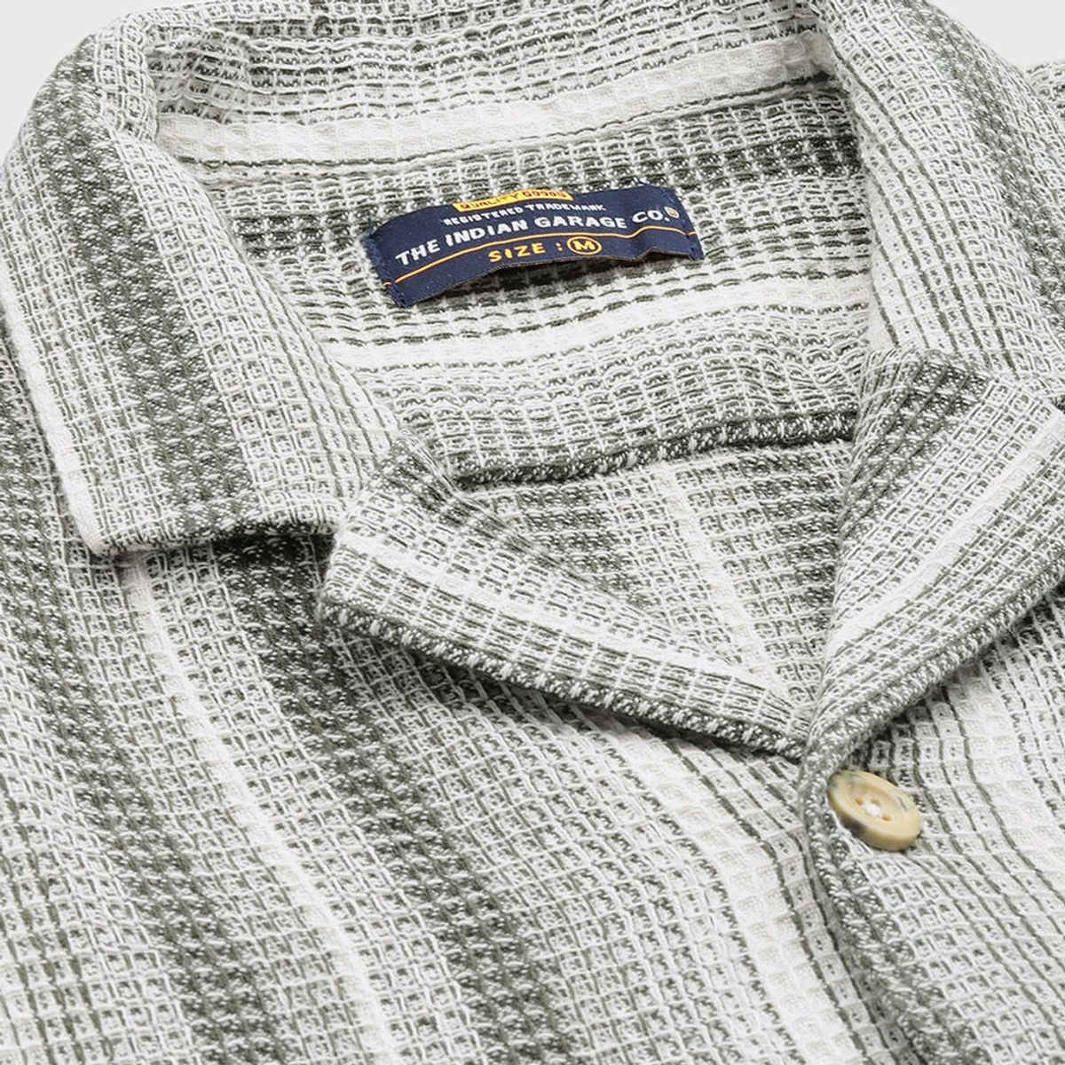 The Indian Garage Co Men's Relaxed Fit Striped Resort Wear Half Sleeve Shirt | Cream - M