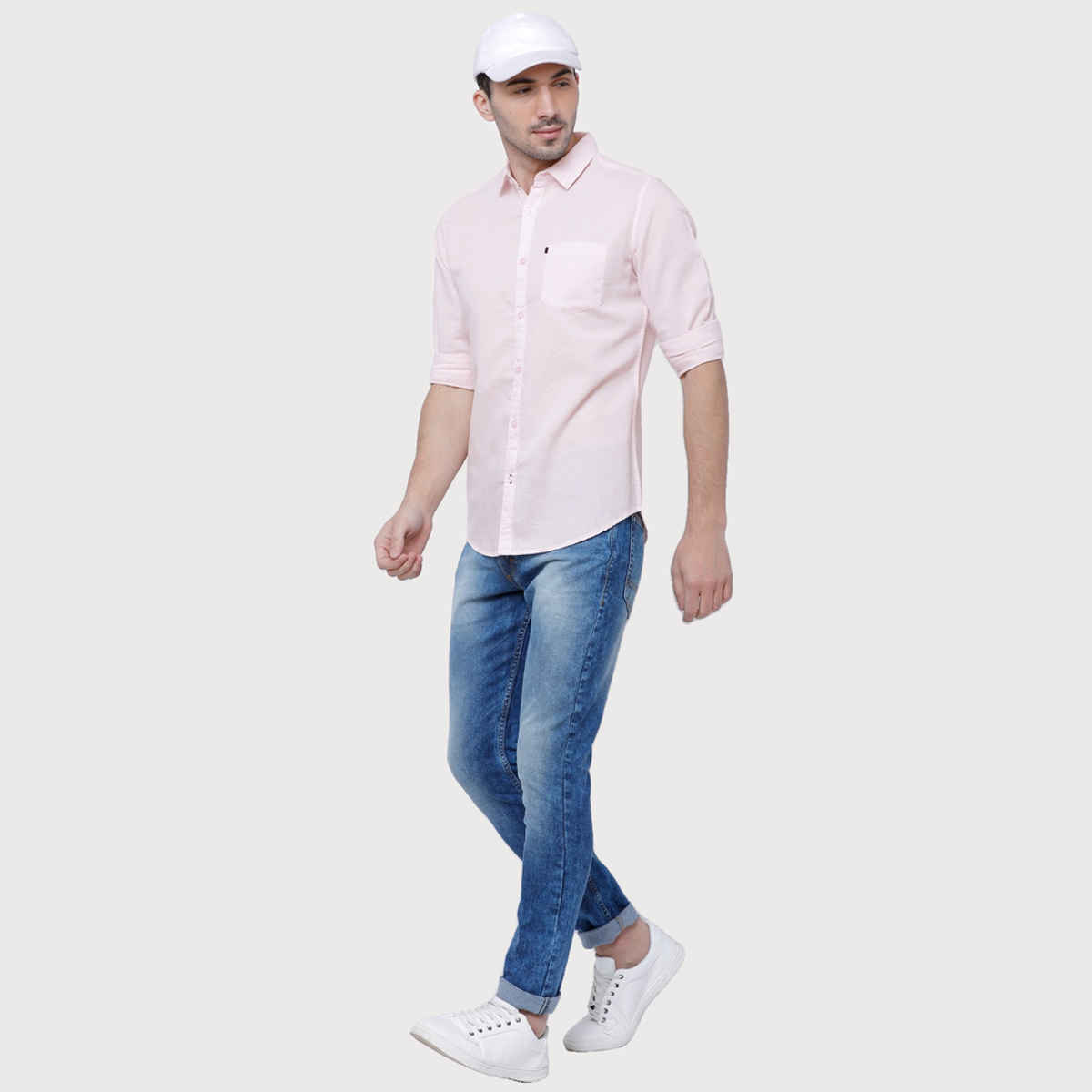 Highlander Men's Slim Fit Solid Casual Shirt | Pink | XL