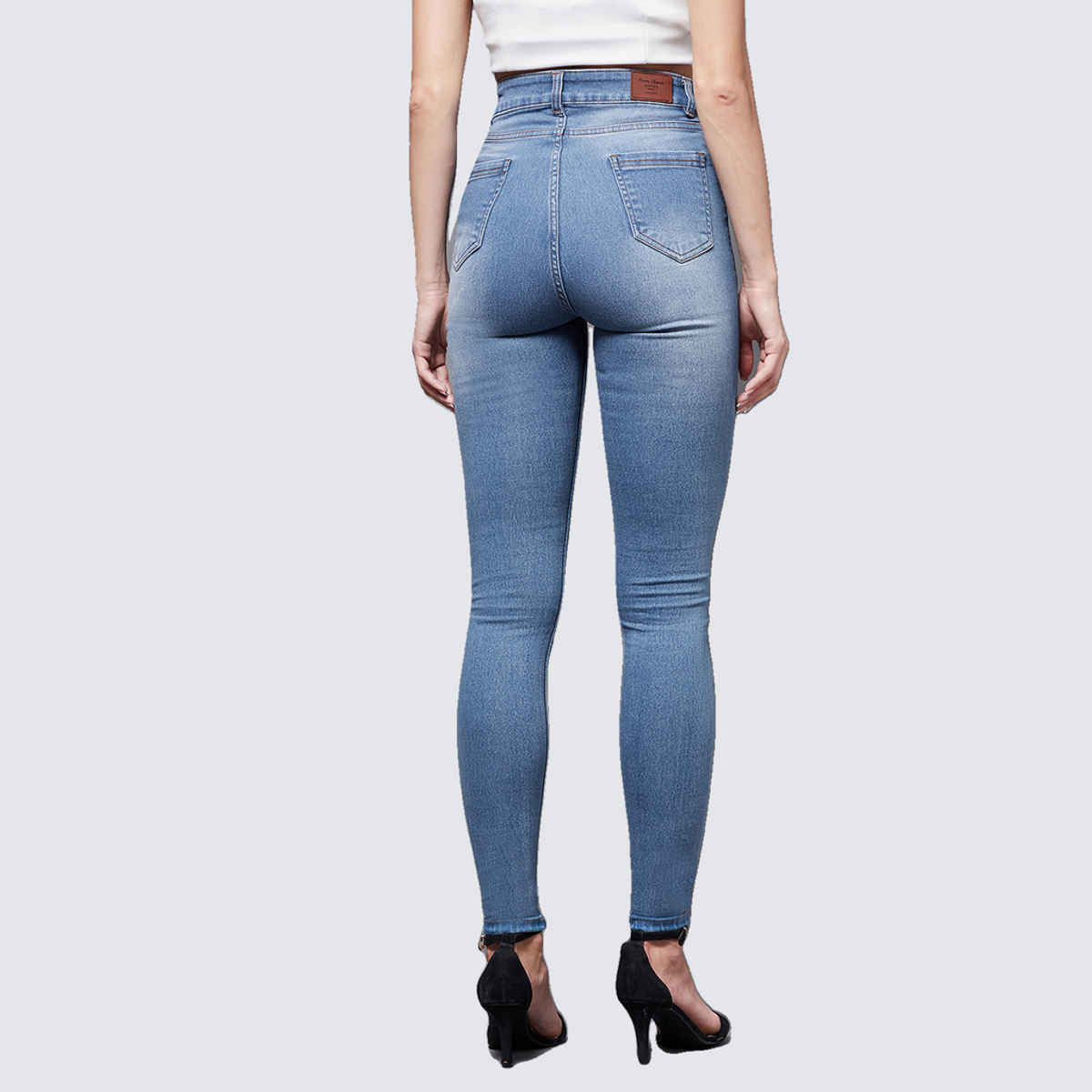Miss Chase Women Skinny High Rise Mild Distress Regular Stretchable Denim Jeans | Blue | 30