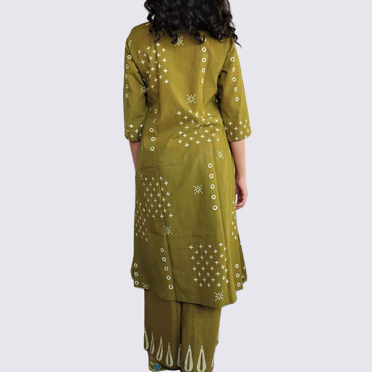 GoSriKi Women's Viscose Rayon Straight Printed Kurta with Palazzo | CHAURYA | Mehandi - L