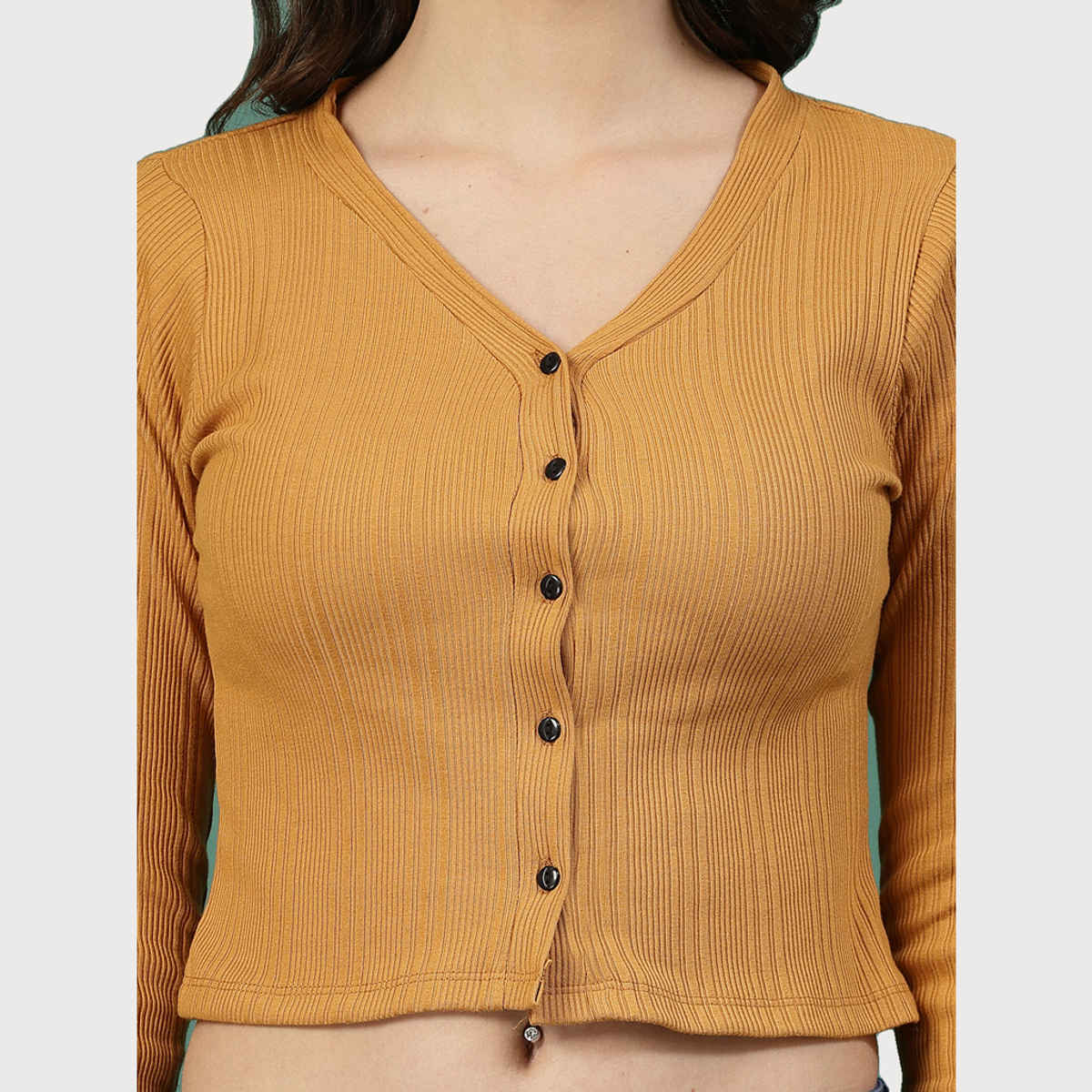 Rigo Women Rib Crop Top | Light Brown - L