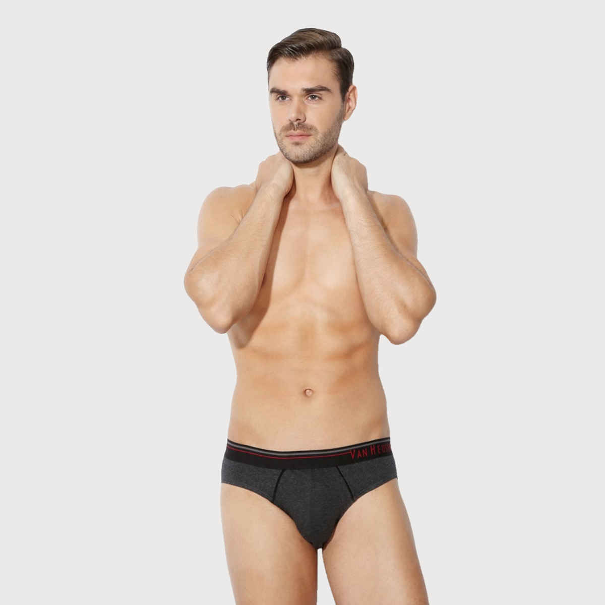 Van Heusen Men Pack Of 3 Anti Bacterial & Colour Fresh Briefs |Peat, Anthra Mel,Pure Black-S