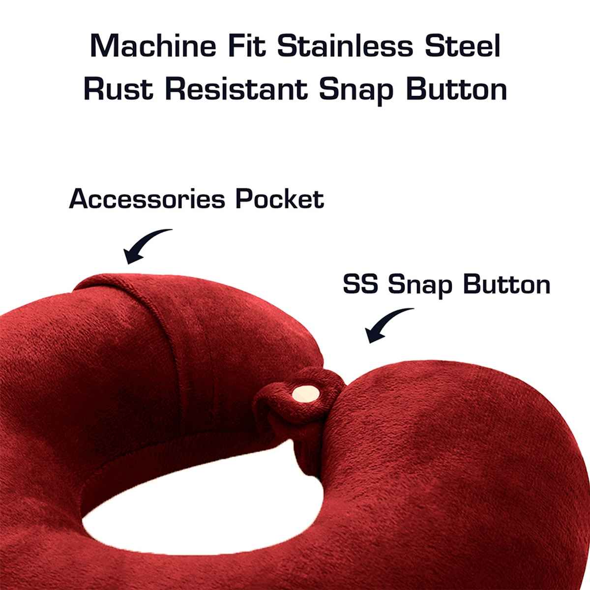 Billebon Unisex Fiber Neck Pillow with Eye Mask | Red - Free Size