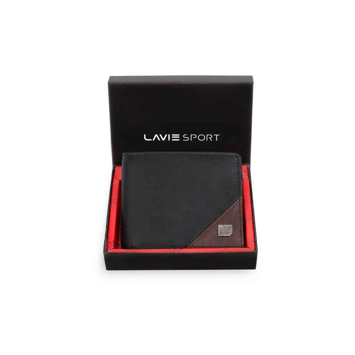 Lavie Sport Men's Solid Artificial Leather Bi-Fold Wallet | Black - One Size