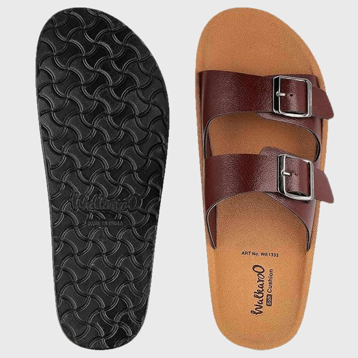 Walkaroo Men's Daily Wear Sandals - WE1333 Brown UK10