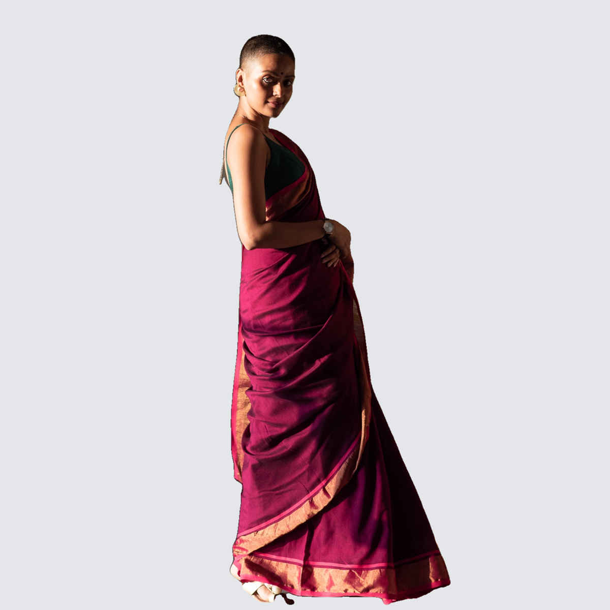 Suta Maroon Cotton Blend Saree
