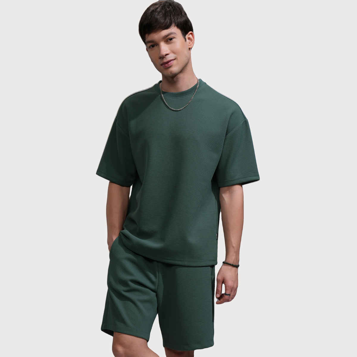 Highlander Men's Co-ord Set Textured Oversized Drop Shoulder | Teal - XL