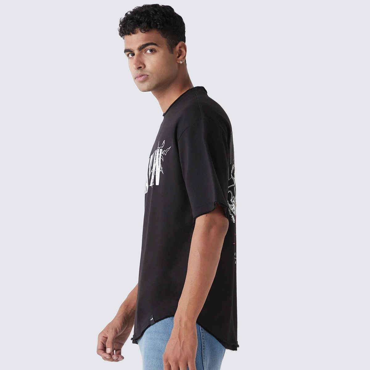 Bewakoof Men's Heavy Duty 1.0 DC Vigilante Graphic Printed Oversized T-shirt | Black - M