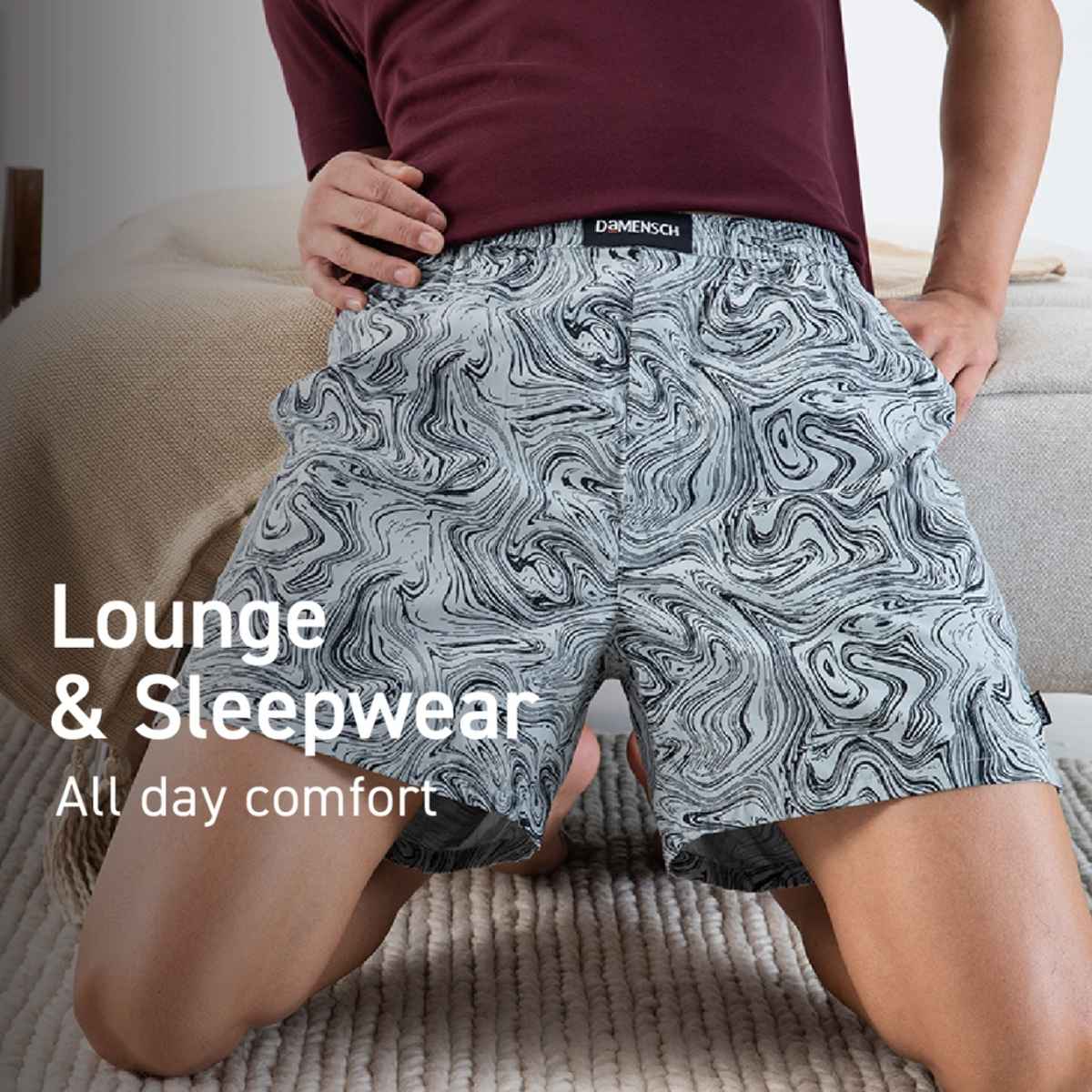DaMENSCH Men's Cotton Boxer Shorts | Grey - M