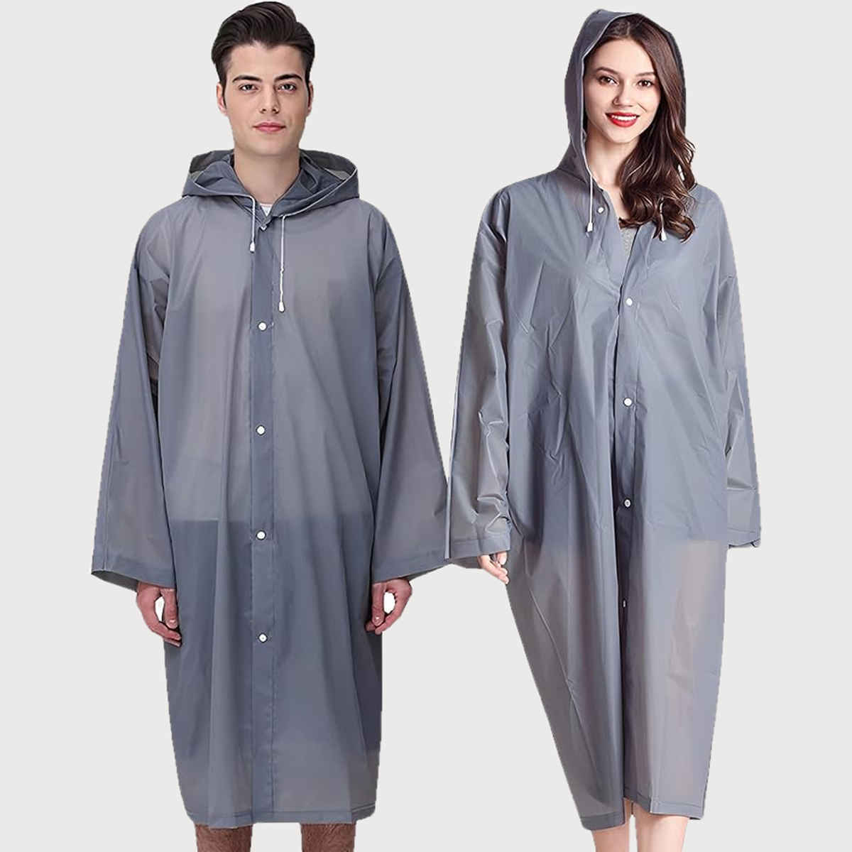 INFISPACE Adult Unisex Polyester RainCoat Poncho with Adjustable Cap and Cover Free Size Grey Color