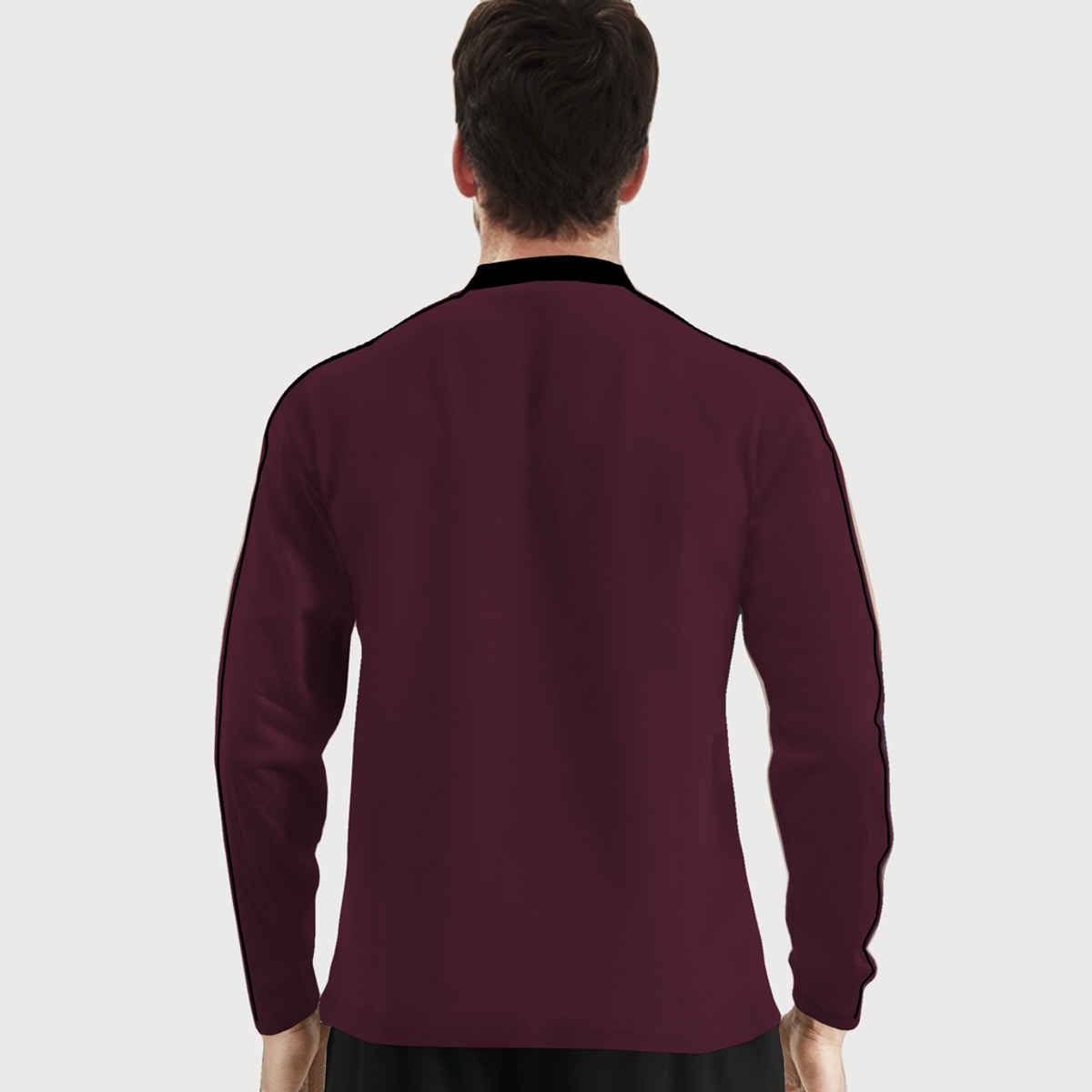 TRIPR Men Cotton Blend Mandarin Collar T-shirt | Maroon and Black - S