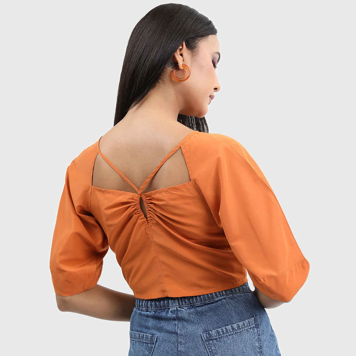 Tokyo Talkies Women's Solid Casual Top | Brown - M