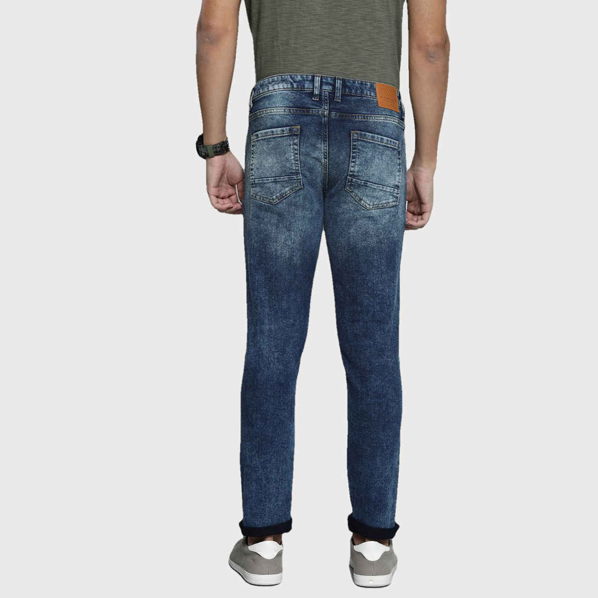 The Indian Garage Co Men's G-ACE Slim Fit Solid Casual Jeans | Blue | 28