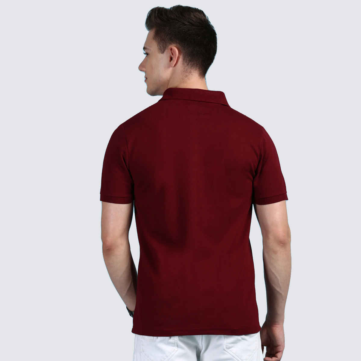 Lux Cozi Men's Solid Cotton Polo T-shirt with Pocket | Maroon - L