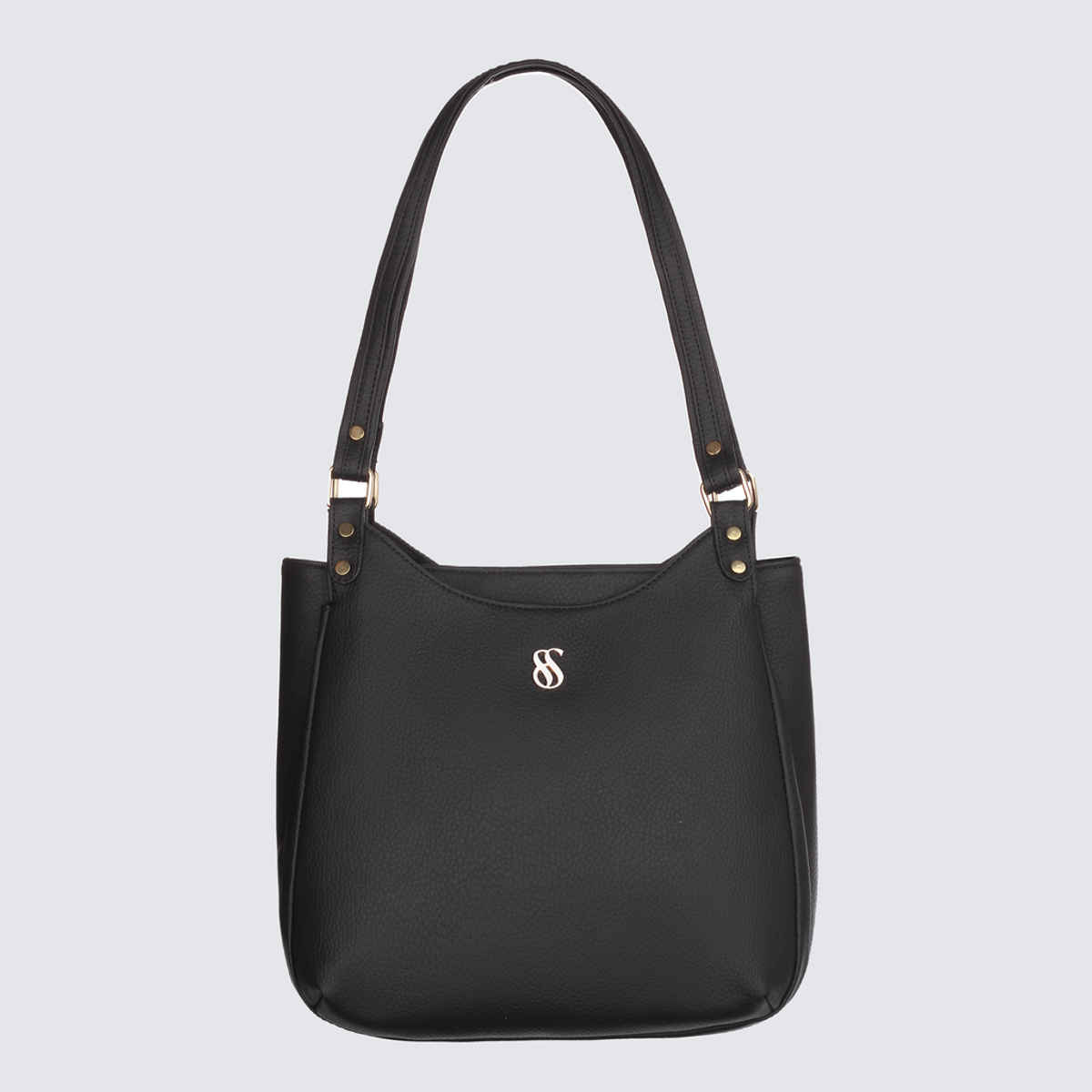 Fostelo Women's Vegan Leather Blossom Luxe Shoulder Bag | Ladies Purse Handbag | Black - Large