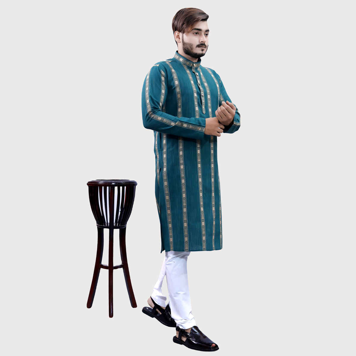 Tibra Collection Men Kurta - Ocean | Cotton Blend | S
