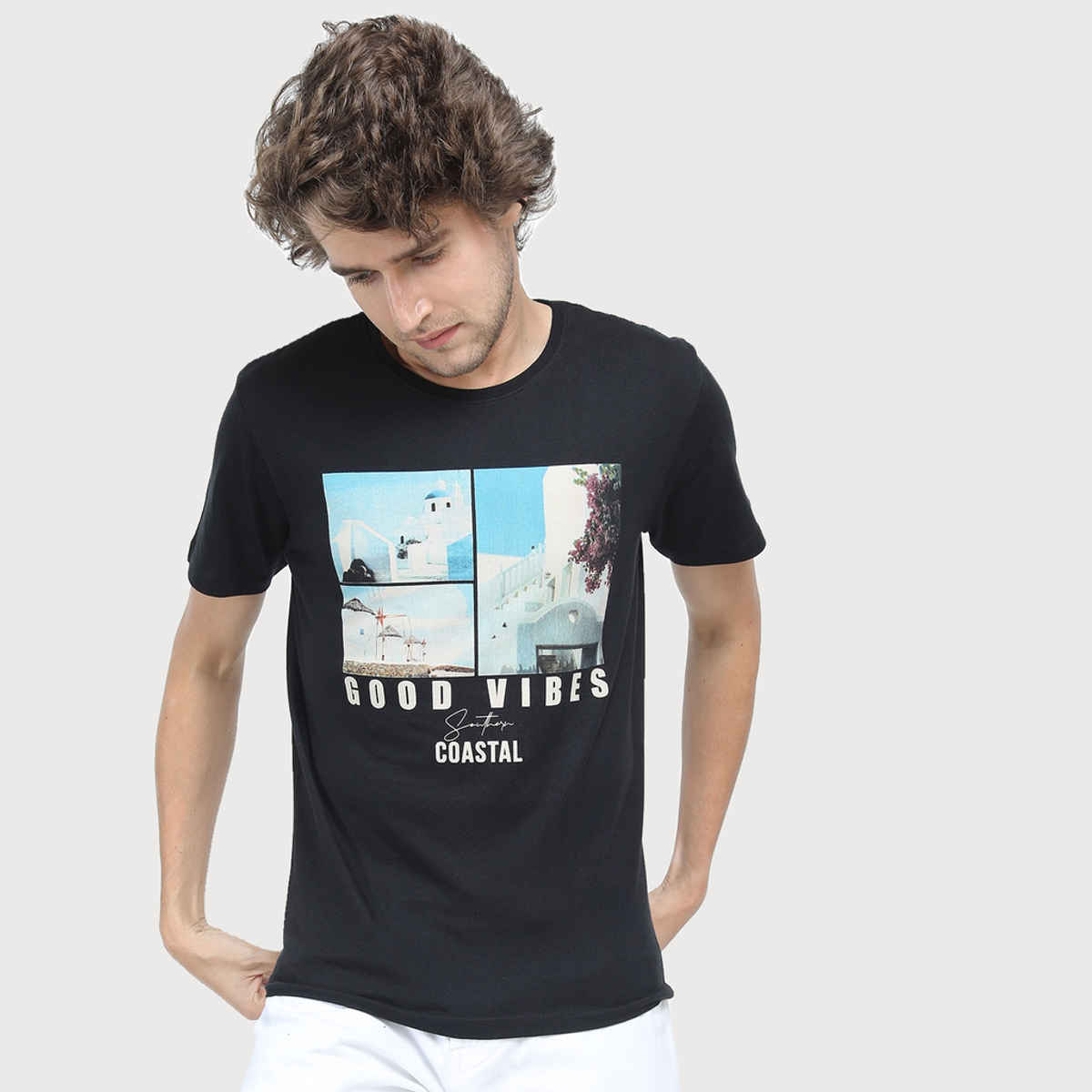 Highlander Men's Typography Printed Slim Fit T-shirt | Black | M