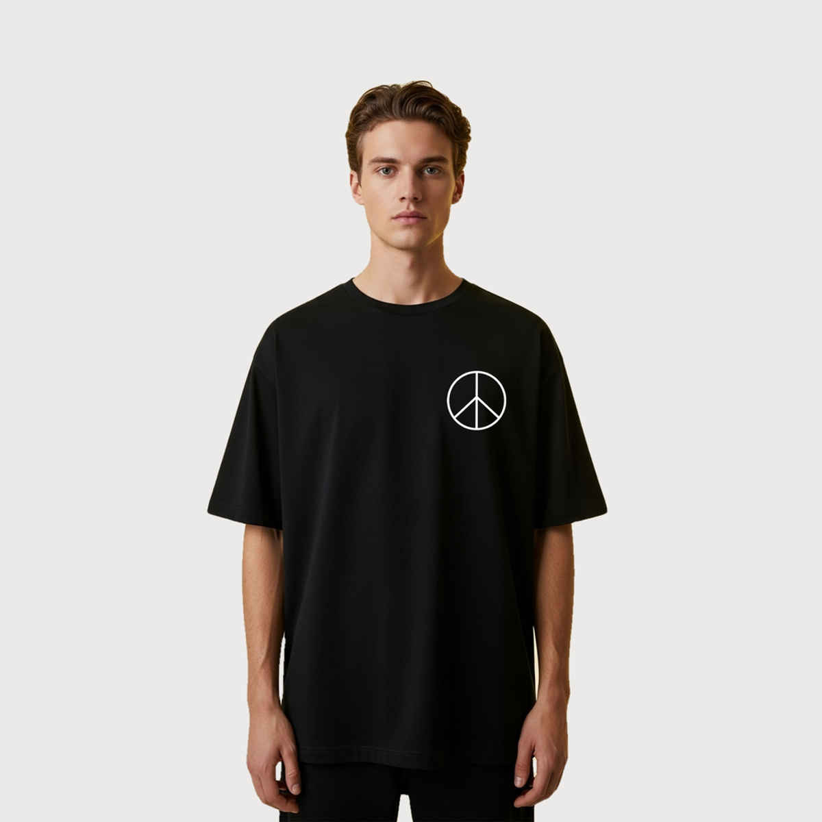 BENNY BROOKS Men's Round Neck half sleeve Oversized T-shirt |AA(ARN)BLACK217 | Black - L