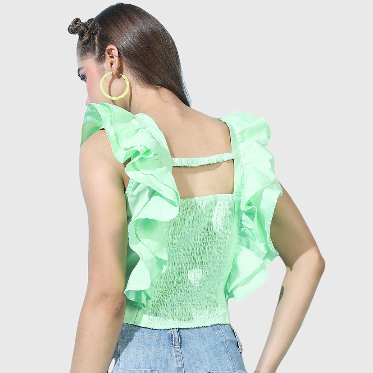 Tokyo Talkies Women's Sleeveless Crop Top | Green - M