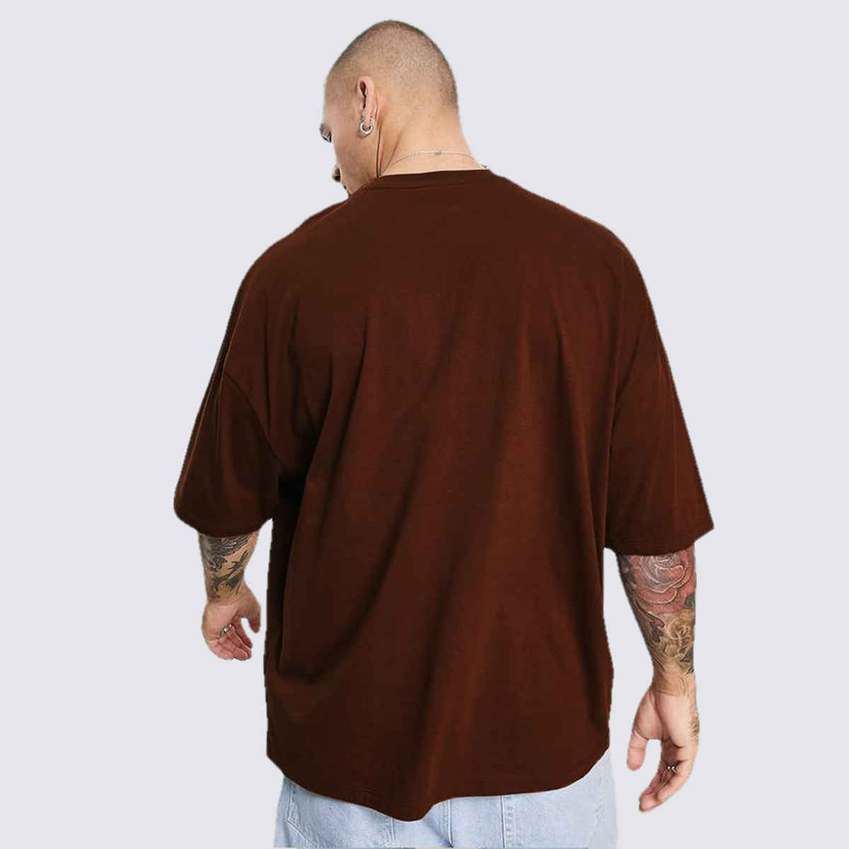 VEIRDO Men's Printed Oversized T-shirt | OS 100 GOVEIRDO B | Brown - L