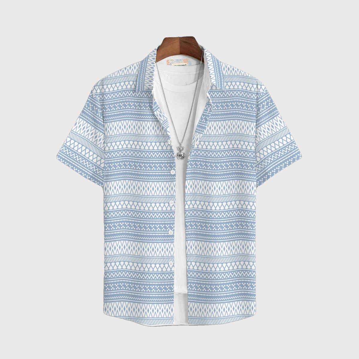 Bullmer Men's Trendy Regular Fit Printed Causal Shirt | Blue - XL