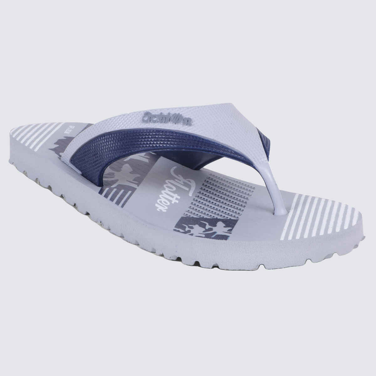Action Men's Gfl-2538 Slippers | Evening Walk | Bathroom | Room Slippers | Light Grey and Bue - UK 10