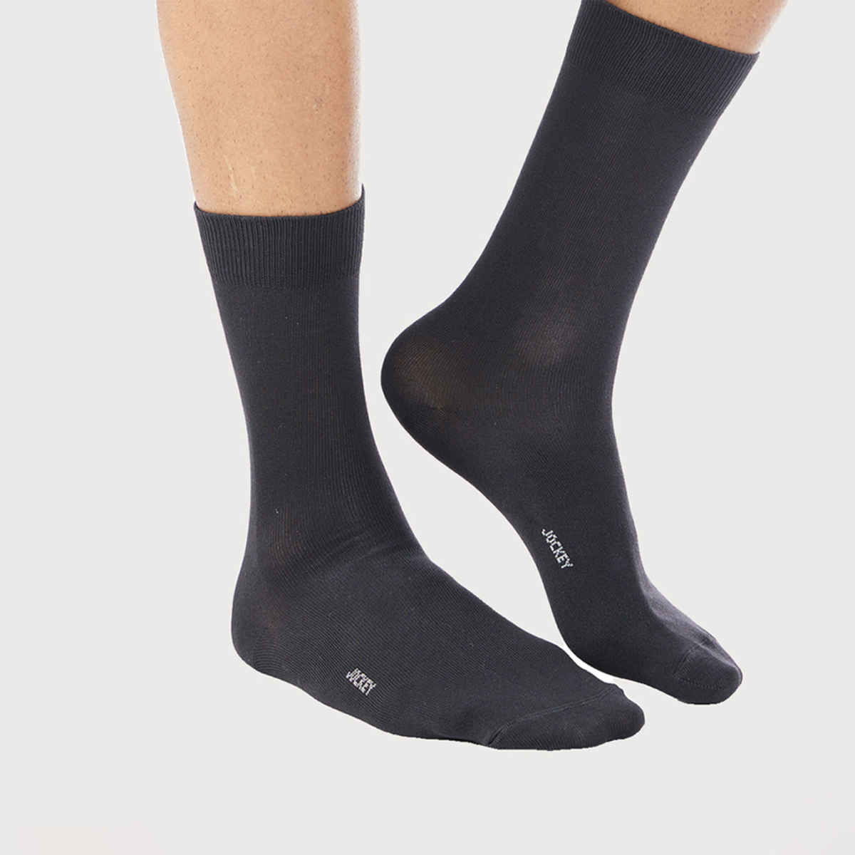 Jockey Men's Solid 100% Cotton Crew Length Socks | Black - Free Size Combo