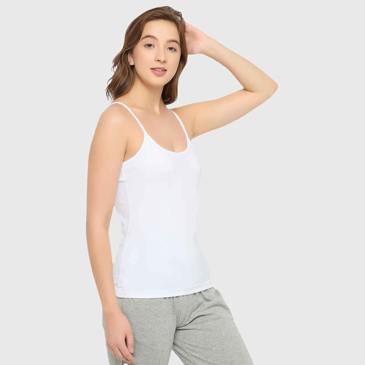 Clovia Chic Basic Camisole In White - Cotton | White | XXL