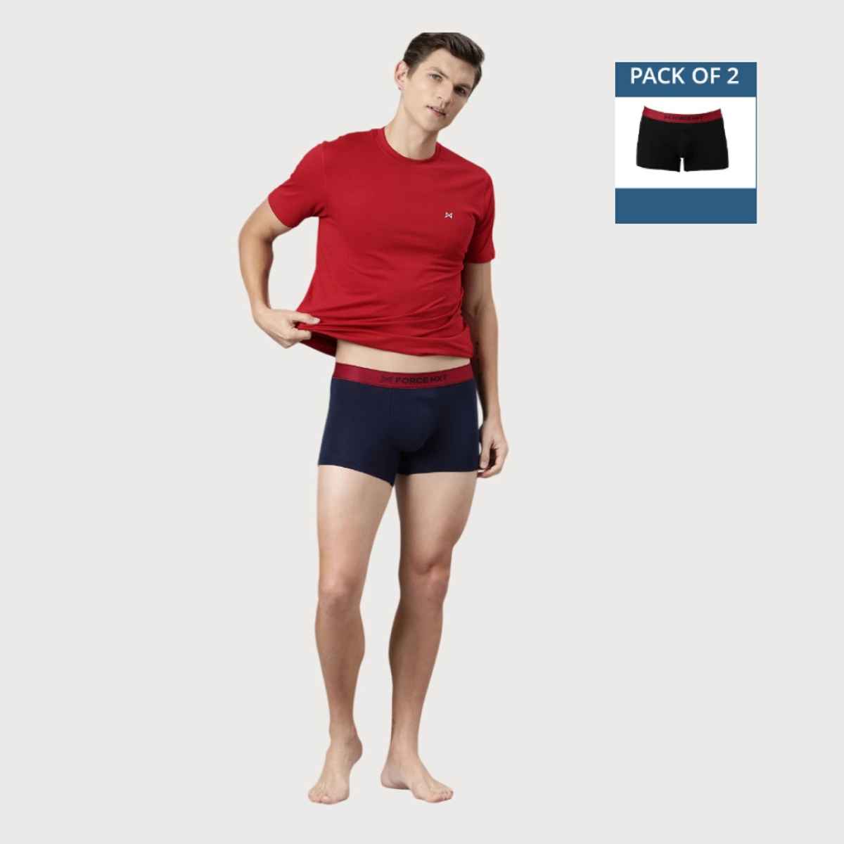 Force Nxt Men's Super Combed Cotton Four Way Stretch Solid Trunk | Assorted - XL