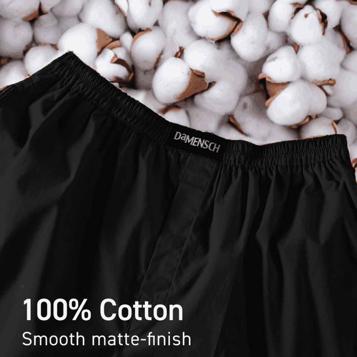 DaMENSCH Men's Cotton Boxer Shorts | Black - M