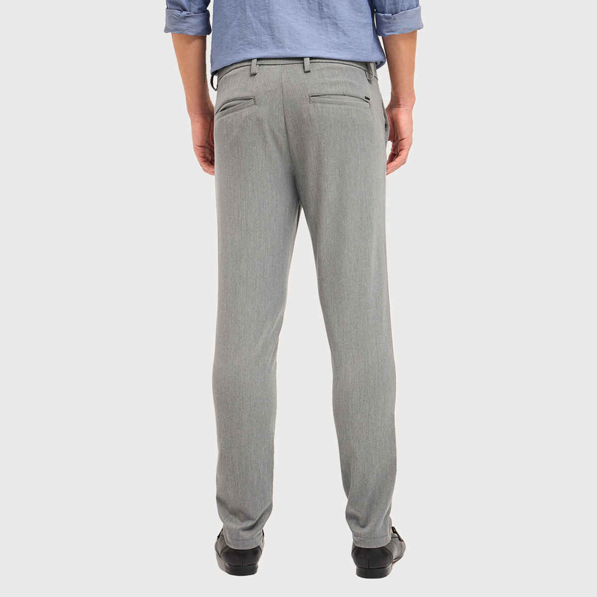 The Bear House Men 4 Way Stretch Solid Formal Trouser - Pagar | Grey | 36