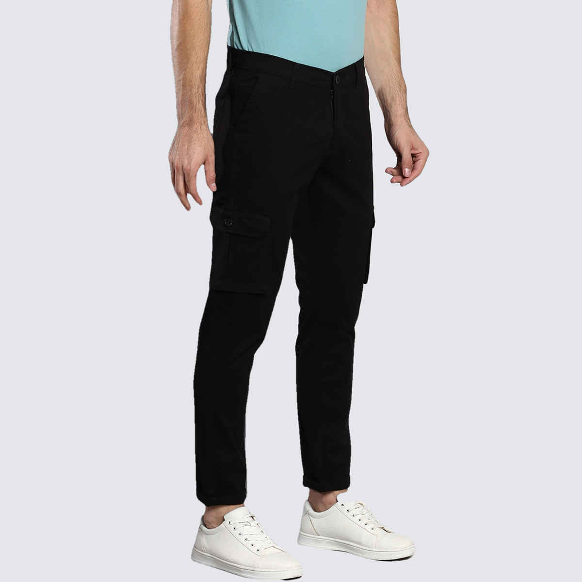 Dennis Lingo Men's Tapered Fit Cargos Trousers | Black | 32