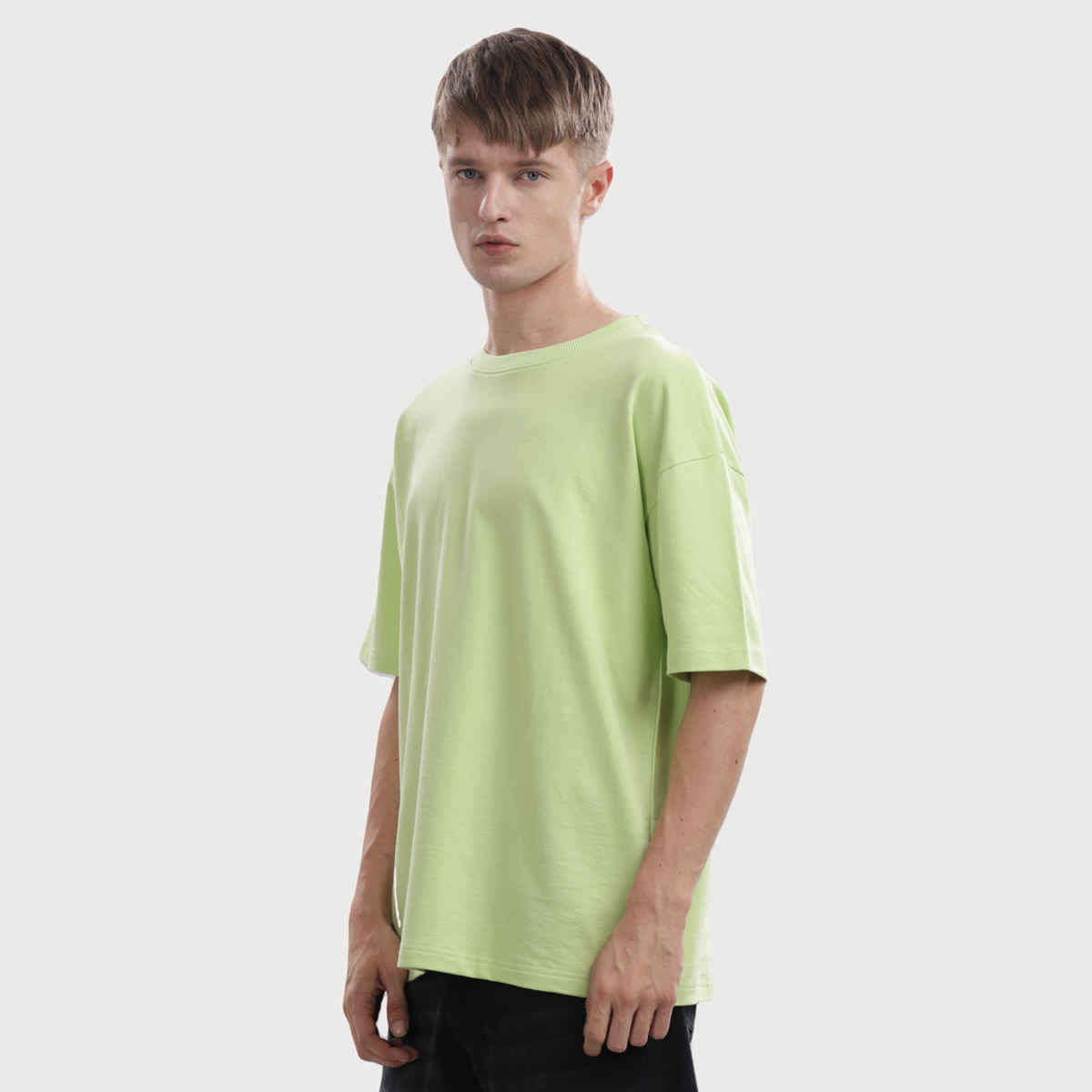 OUTLAWS Men's 100% Cotton Oversized T-Shirt | Half Sleeves | Round Neck | Neon - S