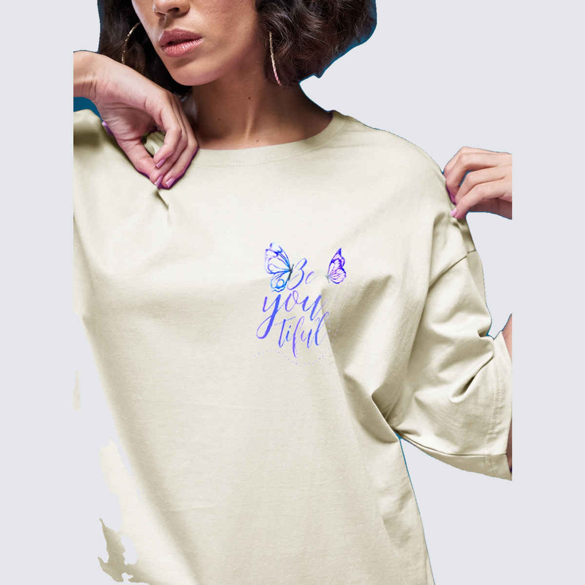 Smartees Women's Oversize Printed T-shirt | WW - 2029 | Skin - L