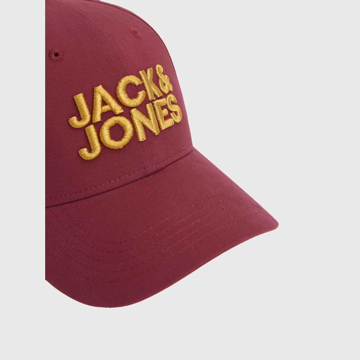 Jack & Jones Men's Embroidered Cotton Baseball Cap | Maroon - One Size