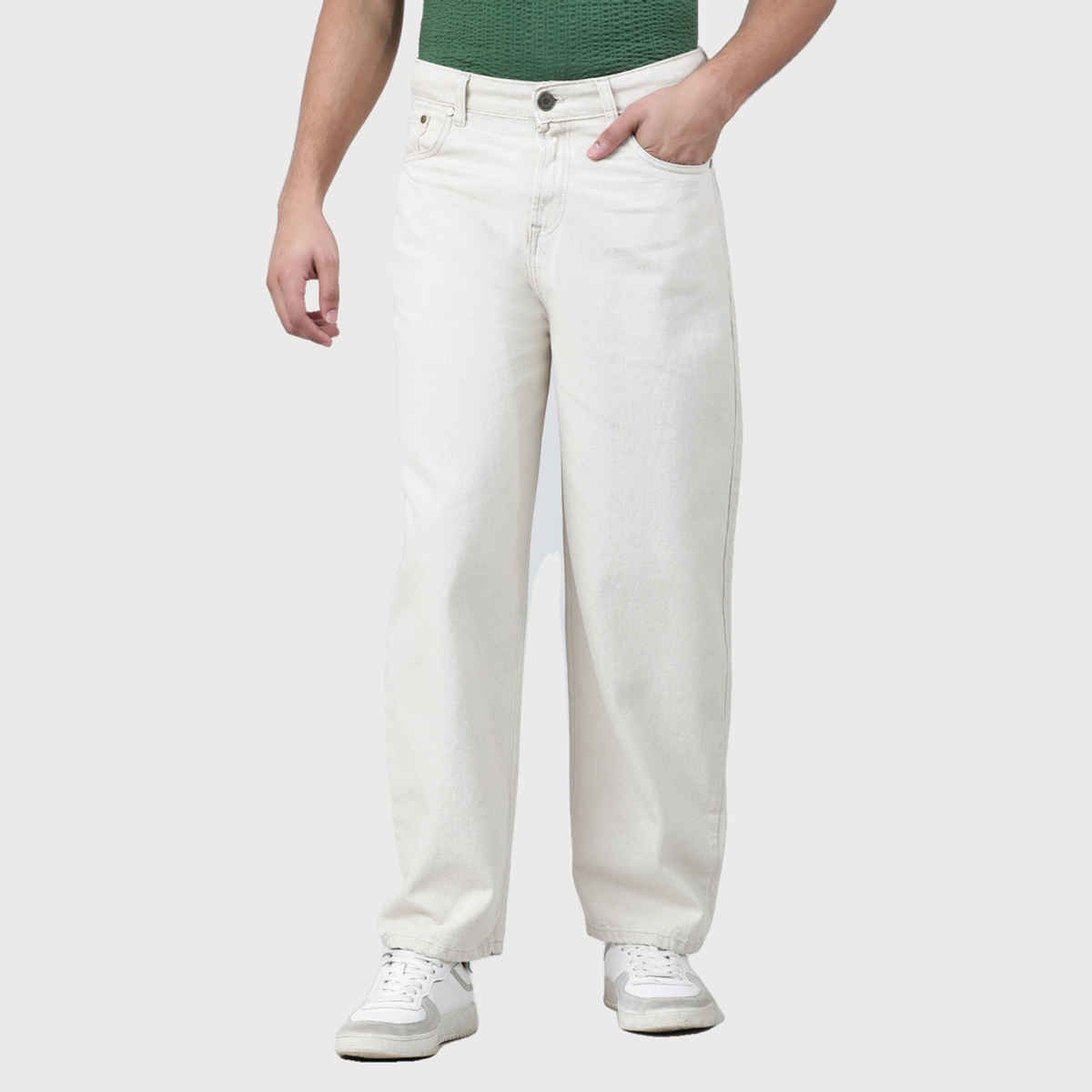 Bene Kleed Men's Baggy Fit Jeans | Ecru 32