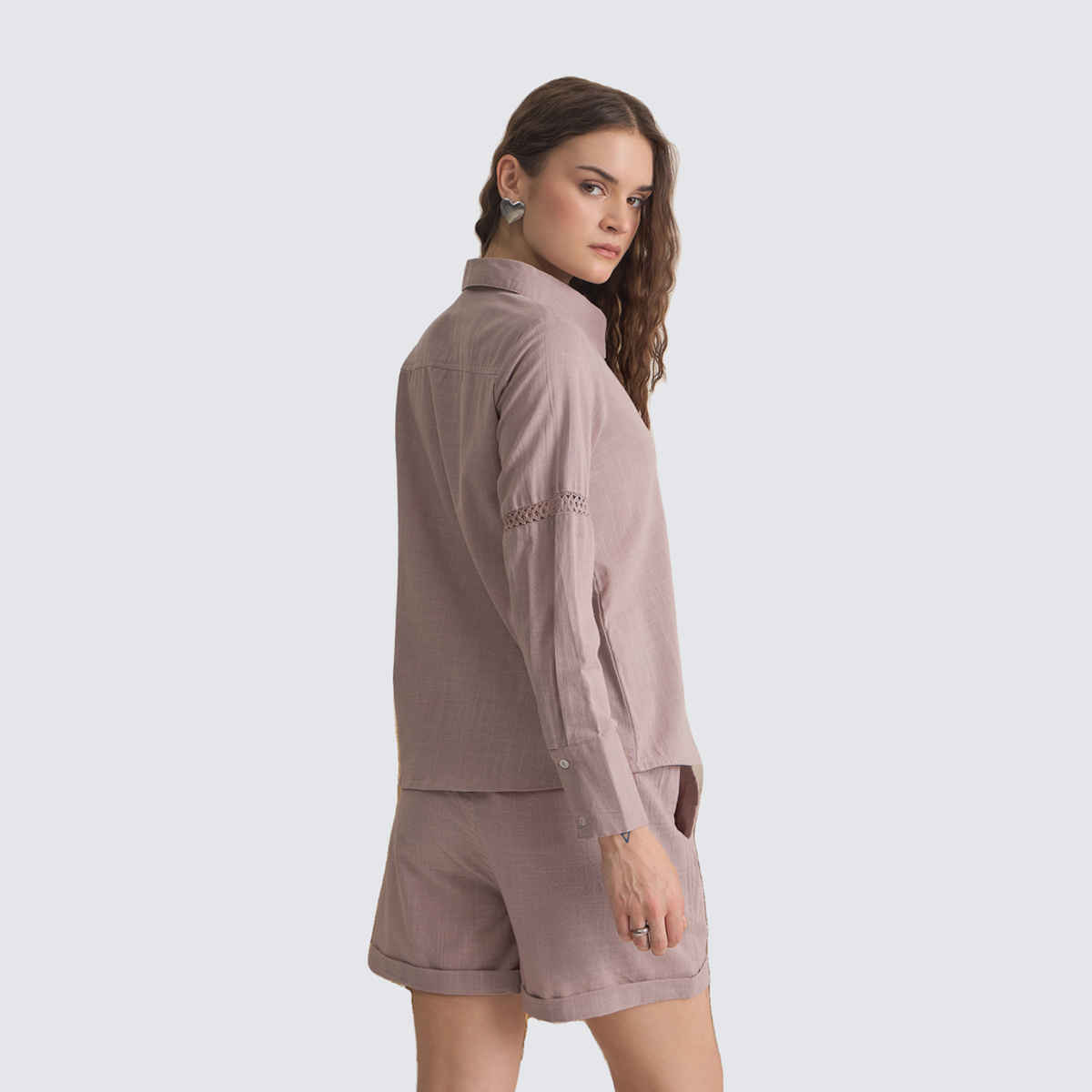 Sanskrutihomes Women's Pure Cotton Co-Ords | SE-CS-136 | Mauve - L