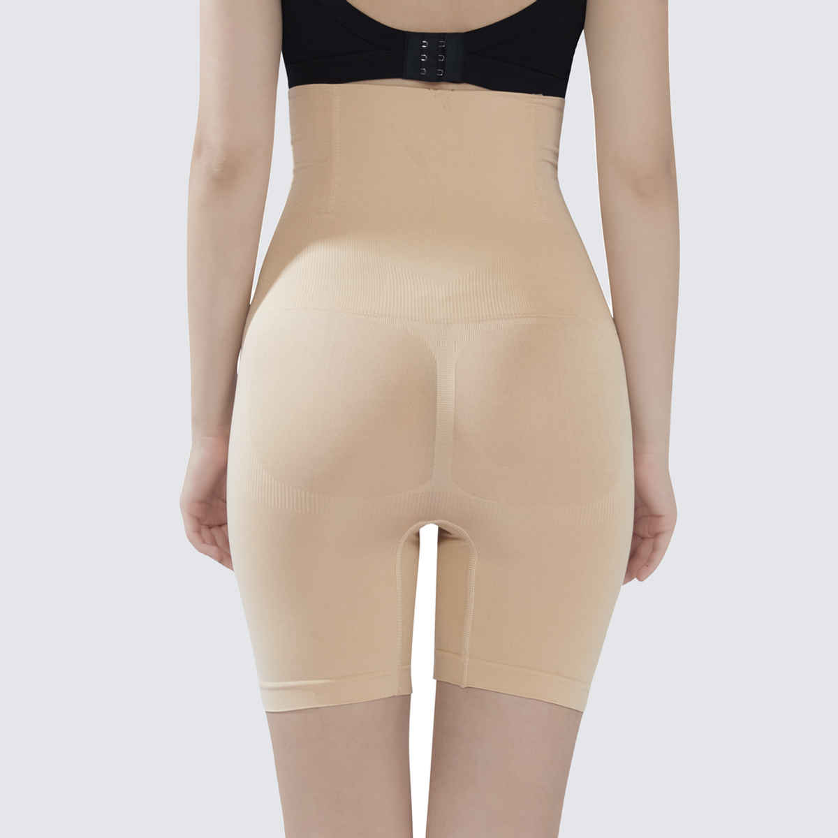 Plumbury Women s Seamless High Waist Tummy Tucker Thigh Shaper Shapewear | Beige | XXL